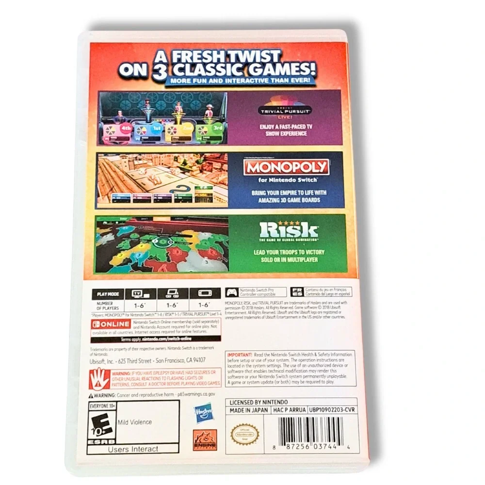 Hasbro Game Night Video Game Nintendo Switch Red Monopoly Risk Trivial Pursuit